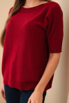 Dámský svetr z viskózy s krátkým rukávem bordový UNI