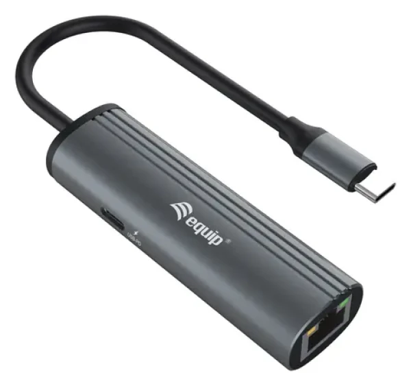 Equip USB-C - LAN adaptér černá / USB-C adaptér / Gigabit Ethernet / PD 100W / 0,15 m (133486)