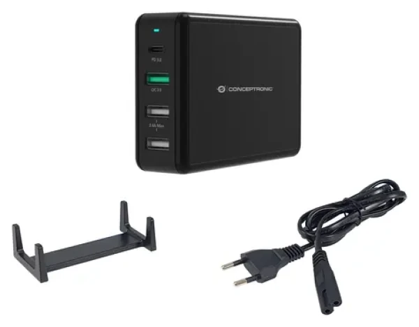 Conceptronic OZUL01B černá / USB nabíjecí adaptér / 3x USB-A / 1x USB-C / 65 W / USB-PD (OZUL01B)