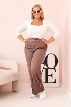 Dámské kalhoty Plus Size s viskózou, široké nohavice a elastický pas fango UNI