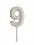 Dortisimo Svíčka s elegantním motivem číslo 9 bílá
