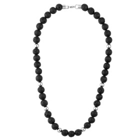 Pánský korálkový náhrdelník Andrés - 10 mm Lávový Kámen, Černá 60 cm