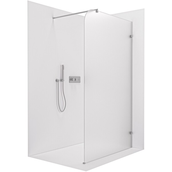 CERANO Sprchová zástěna Walk-in Orbis Round - Pravá - 8 mm - kulatá vzpěra - chrom, mléčné sklo - 120x200 cm