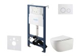 Kielle - Genesis New Set předstěnové instalace, klozetu Gaia, Rimless, sedátka softclose a tlačítka Gemini New II, lesklá bílá/chrom 30528SS13