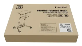 Gembird TVS-DESK-01-BK černá / Stojící psací stůl / Nastavitelná výška 111-134,5 cm / Deska MDF / Kolečka (TVS-DESK-01-BK)