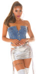 Soo Sexy! used look Jeans Bandeau Crop Top barva denimblue velikost