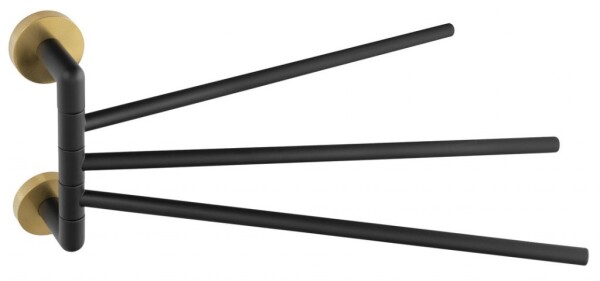 SAPHO - LARISSA trojitý držák ručníků otočný 350, černá/zlato mat WS022BG