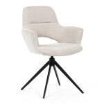 Židle jídelní, krémová látka, 360° vratný mechanismus, černý kov