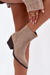 Dámské kotníkové boty na podpatku 6350 Béžová - Ideal Shoes béžová 39