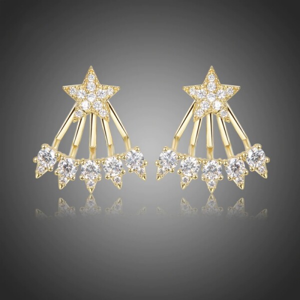 Náušnice Swarovski Elements Stella Gold - hvězda, Bílá/čirá