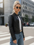 Dámská kožená bunda se stojáčkem černá FashionStreet TY5568 L