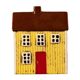 Ib Laursen Kameninový svícen Visby Yellow / Red Door, žlutá barva, keramika