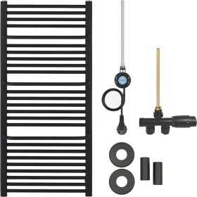 CERANO Koupelnový radiátorový set Antonio - kombinované vytápění, wifi tyč - boční jednobodové připojení - 600W - černá matná - 1460x550 mm