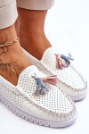 Dámské prolamované kožené mokasíny Bílé Lanzarot 38