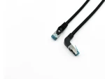 Equip Cat6A S/FTP lomený černá / Patch kabel / RJ-45 rovný-lomený / 0,5 m / LSZH / PoE+ (605897)