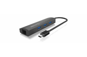 IcyBox IB-HUB1406-C USB Hub šedá / 3x USB 3.0 / 1x RJ-45 (IB-HUB1406-C)