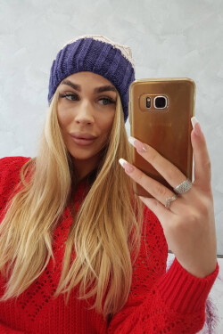 Milano fleecová čepice K203 light beige+violet UNI