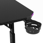 Pevný herní stůl 140x60cm, RGB LED, výběr výšky, melamin, carbon, LT-H1214 BK