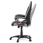 Kancelářská a herní židle, potah růžová, šedá a černá látka, houpací mechanismus