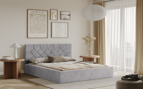 FRONTI Postel MARSALA 140x200 světlešedá s úložným prostorem