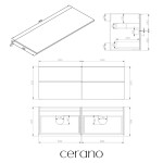 CERANO - Koupelnová skříňka Velora - bílá matná, úchytka černá + deska pod umyvadlo Navira Slim - 18 mm - 140x54,8x46,5 CER-665173