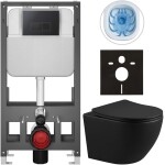 CERANO - Kompletní WC set Basic/Cesso - černá matná - WC tlačítko Modulo/Černá - volně stojící - předstěnová instalace - 49x36 CER-8050BD86367
