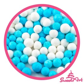 SweetArt cukrové perly modré a bílé 7 mm (80 g)