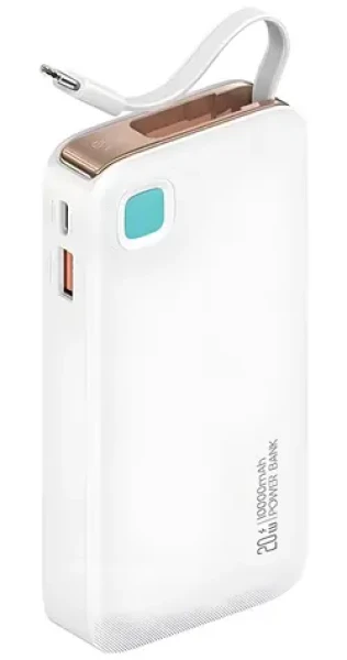USAMS US-CD224 bílá / Power Bank / 10000 mAh / Výsuvný kabel USB-C / PD 20W (10KCD22402)
