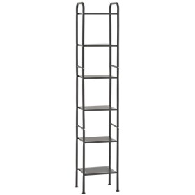 Erga Lexa, koupelnový kovový regál se 6 policemi 28x32,5x166,5 cm, černá matná, ERG-YKA-P.LEXA-BLK