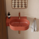 OMNIRES - OVO M+ umyvadlo na desku/závěsné - levé, 55 x 38 cm, terracotta mat; OVO555UWLTE