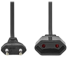NEDIS napájecí kabel Euro zástrčka - Euro zásuvka černý / Napájecí kabel / přímý-přímý / dvoulinka / 2m (CEGL11085BK20)