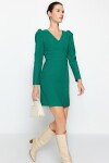 Trendyol smaragdově zelené tělo zakrývající rameno detailním výstřihem do Mini tkané šaty