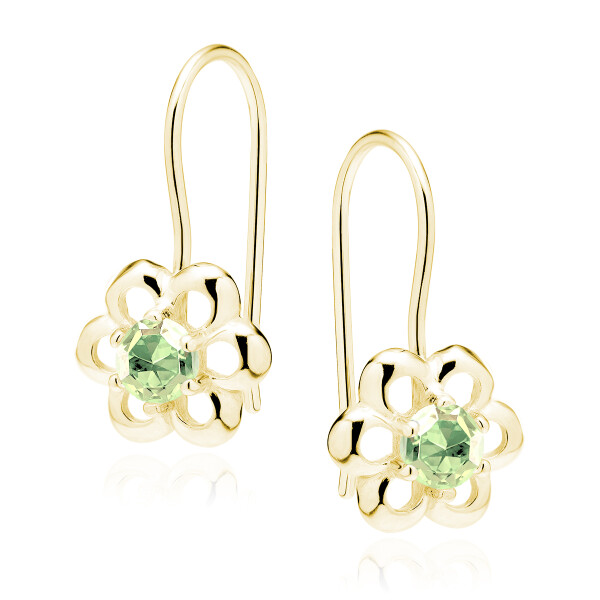 LUNICA Stříbrné květinkové náušnice GOLD GREEN 0714