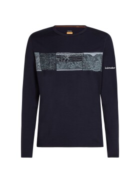 Pánské merino tričko s dlouhým rukávem ICEBREAKER Mens 200 Oasis LS Crewe Elevation Lin, Midnight Navy velikost: XXL