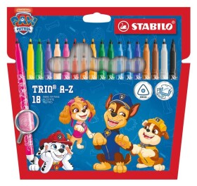 Vláknový fix - STABILO Trio A-Z PAW Patrol - 18 ks sada - s potisky PAW Patrol