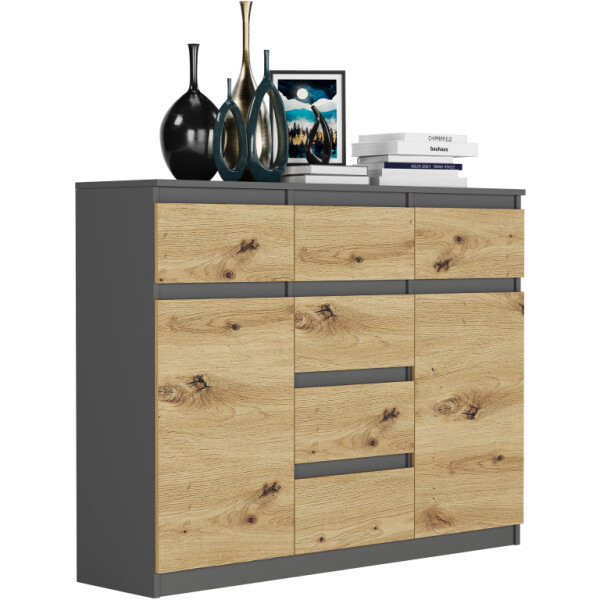 DumDekorace Designová komoda S-62D s čistými liniemi - různé barevné provedení antracit mix artisan