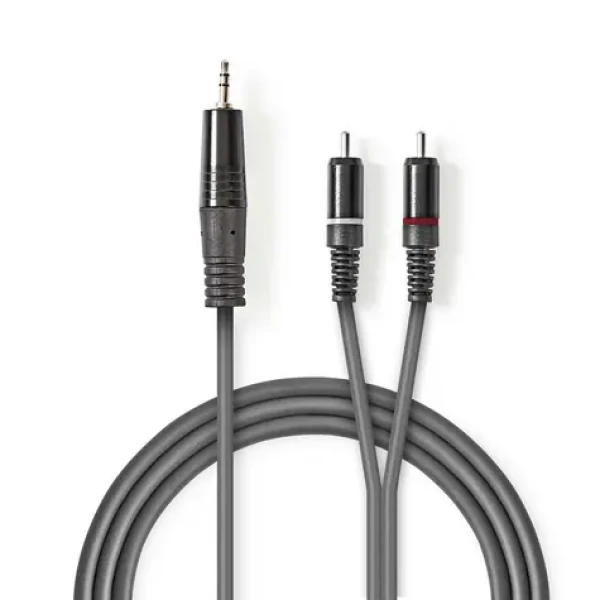 Nedis Stereo Audio kabel jack 3.5 mm (M) - 2x RCA (M) 3.00 m tmavě šedá (COTH22200GY30)