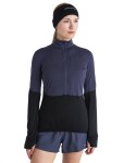 Dámská merino mikina ICEBREAKER Wmns 200 Realfleece Descender LS Half Zip, Graphite/Black velikost: XL