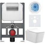 CERANO - Kompletní WC set Basic/Forte - bílá lesklá - WC tlačítko Modulo/Stříbrná - závěsné - nízký modul - předstěnová instalace - 51x36 CER-8050BD86149