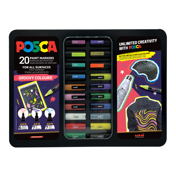 Posca sada popisovačů PC-1M/PC-3M/PC-5M, GROOVY, mix barev (20