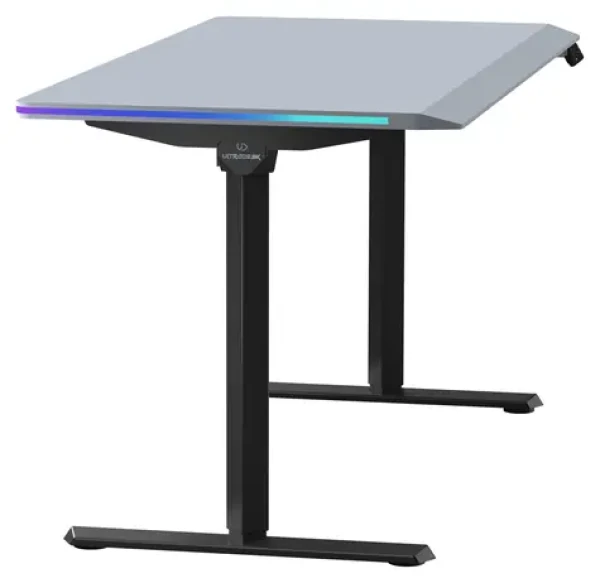 ULTRADESK Quest černá-šedá / Herní stůl / 140 x 70 x 72 - 120 cm / nastavitelná výška / LED RGB PRISMATIC (UD-QST-FRBB/DTGY)