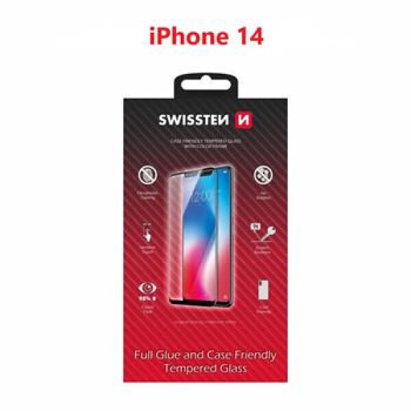 SWISSTEN FULL GLUE COLOR FRAME CASE FRIENDLY sklo pro Apple iPhone 14 černá (54501823)