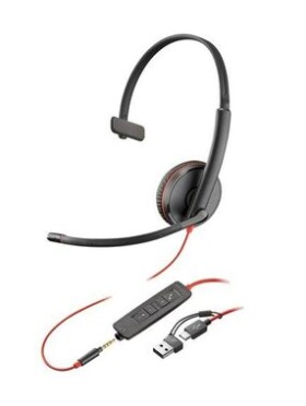 Poly Blackwire 3215 černá / Náhlavní souprava / mikrofon / jedno sluchátko / 3.5mm jack / USB-C/A (8X227AA)