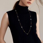 Dlouhý náhrdelník se sladkovodními perlami a tygřím okem, Hnědá Bílá 82 cm