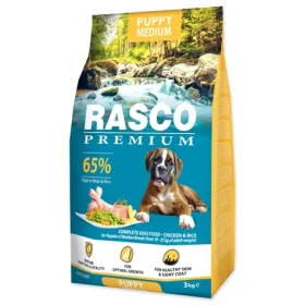 Rasco Premium Puppy Medium kuře s rýží 3kg / Granule pro štěňata (1704-10024)