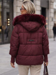 Dámská zimní prošívaná bunda s kožešinou, bordová, FashionStreet TY5742 S