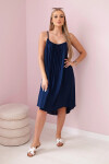 Viskózové šaty na ramínka námořnická modř UNI