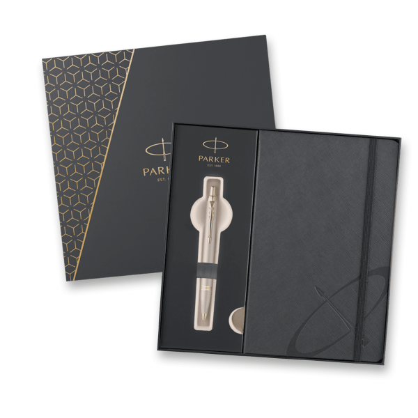 Dárková kazeta Parker IM Monochrome Champagne - sada kuličkové pero a zápisník