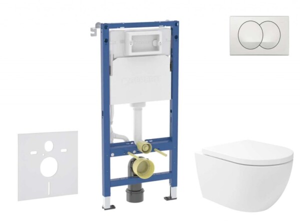 GEBERIT - Duofix Set předstěnové instalace, klozetu Oudee Vortex a sedátka softclose, tlačítko Delta, bílá SANI11CA3180B
