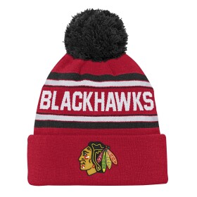 Outerstuff Dětská předškolní zimní čepice Chicago Blackhawks NHL 3rd Jersey Jacquard Cuff Pom